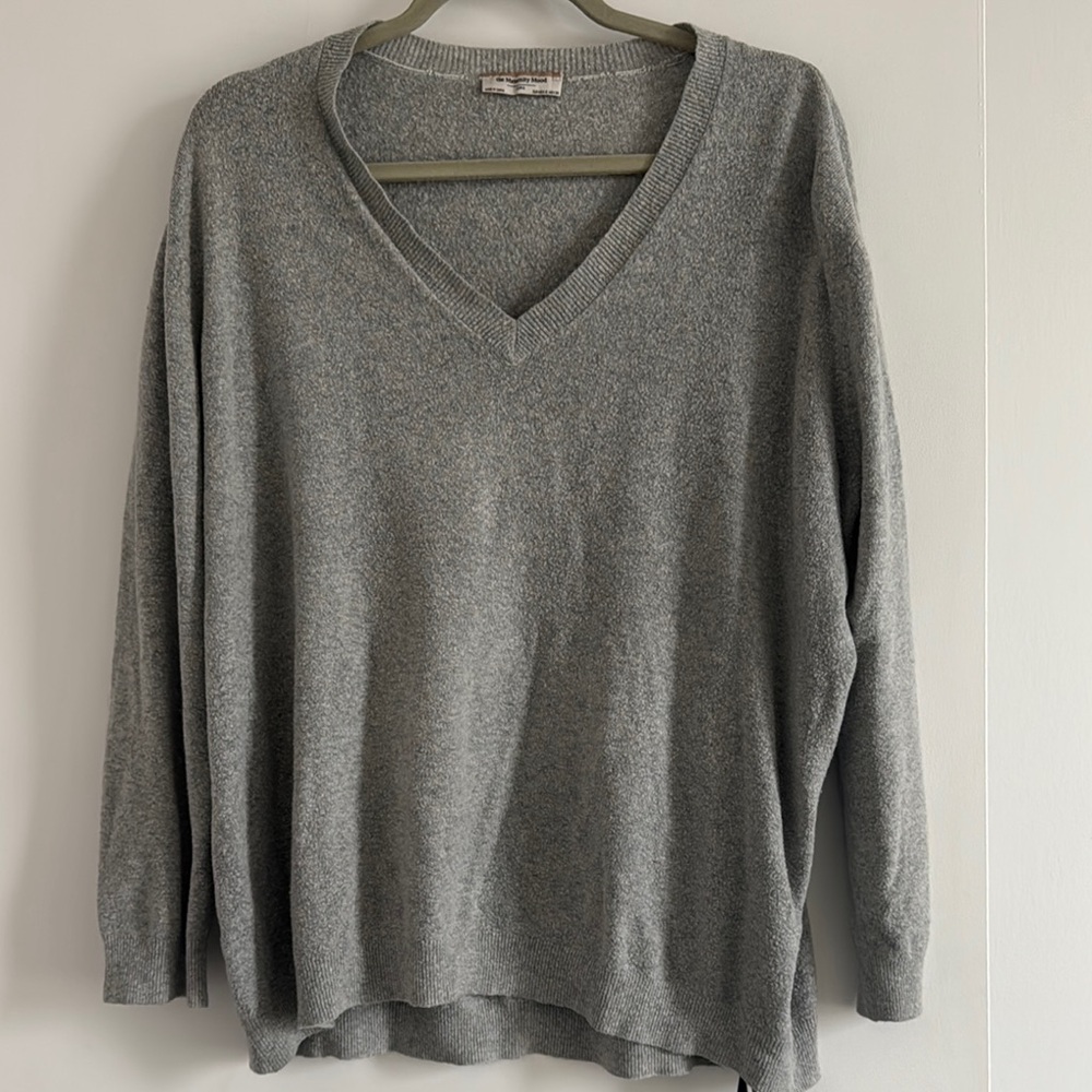 ZARA Maternity Grey V-Neck Wool Blend Knit Sweater Relaxed Fit - Picture 2 of 7